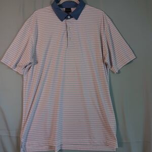 Dunning Golf XL Performance Polo  Red White Stripe TPC Piper Glen Country club